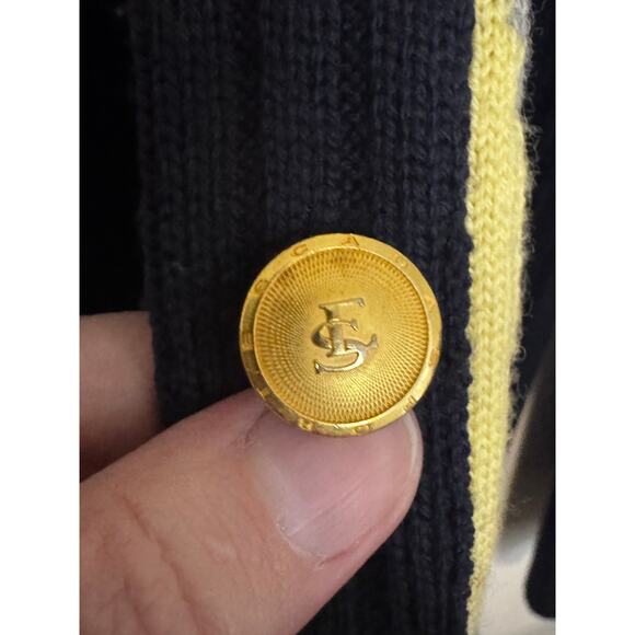 Escada Sport Blue Argyle Cardigan New Wool Women's Sweater, Size L - Picture 6 of 6